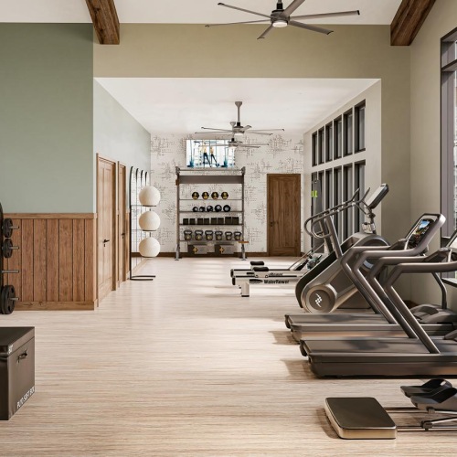 a gym with exercise equipment