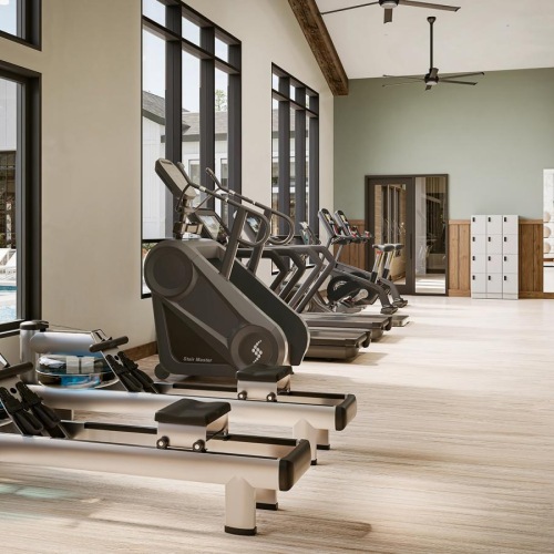 a gym with exercise equipment